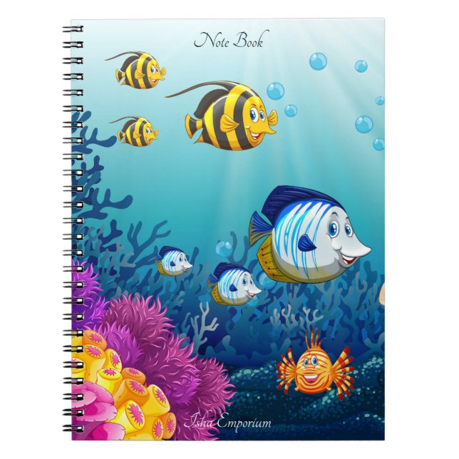 Caderno Espiral Notebook com aspecto aquático (Frente)