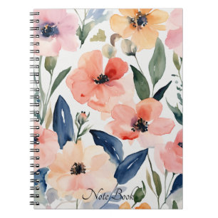 Caderno Espiral Notebook com aspecto Floral