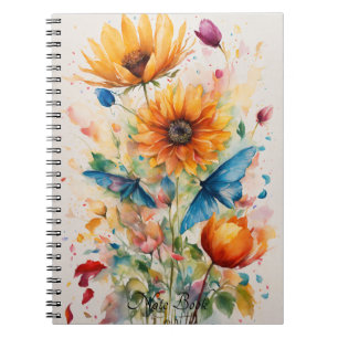 Caderno Espiral Notebook com aspecto Floral