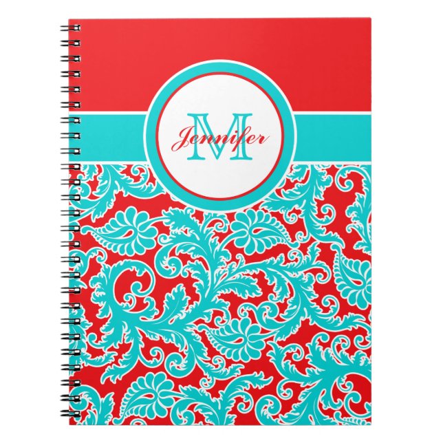 Caderno Espiral Notebook com Azul Vermelho Branco Personalizado (Frente)