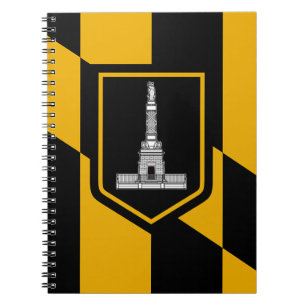 Caderno Espiral Notebook com bandeira da cidade de Baltimore