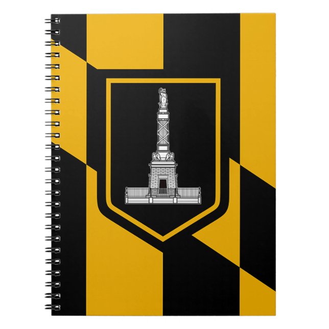 Caderno Espiral Notebook com bandeira da cidade de Baltimore (Frente)