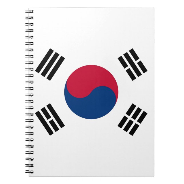 Caderno Espiral Notebook com bandeira da Coreia do Sul (Frente)