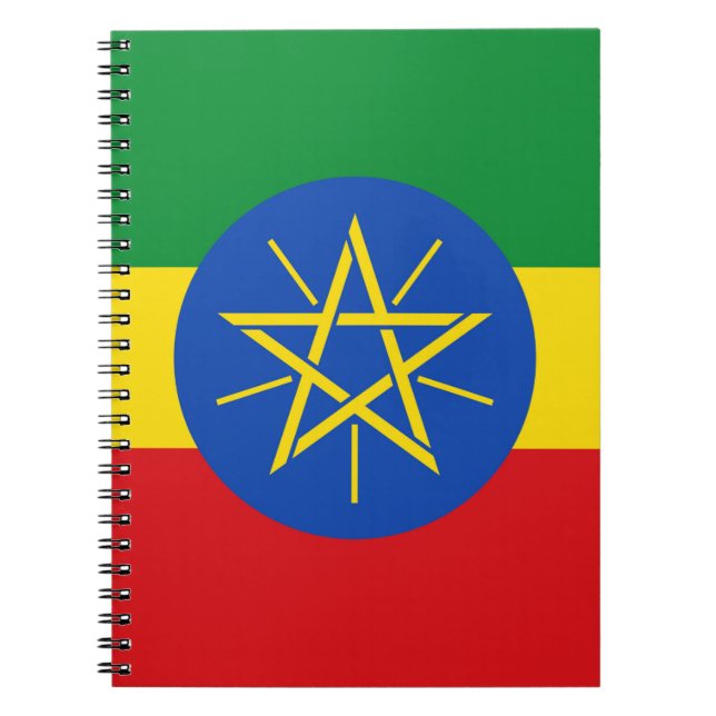 Caderno Espiral Notebook com bandeira da Etiópia (Frente)