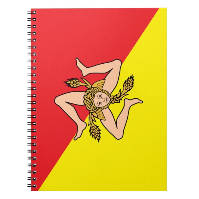 Caderno Espiral Notebook com bandeira da Sicília, Itália (Frente)