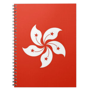 Caderno Espiral Notebook com bandeira de Hong Kong, China