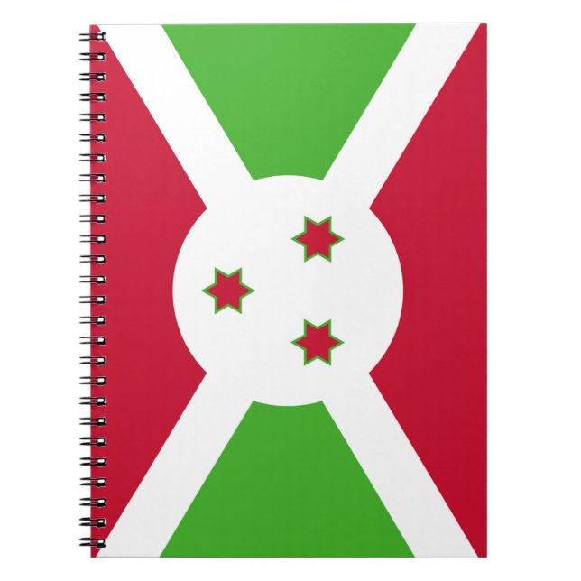 Caderno Espiral Notebook com bandeira do Burundi (Frente)
