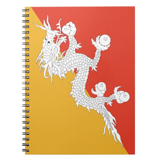 Caderno Espiral Notebook com bandeira do Butão (Frente)