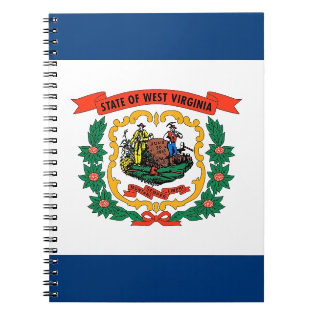 Caderno Espiral Notebook com bandeira do Estado da Virgínia Ociden (Frente)