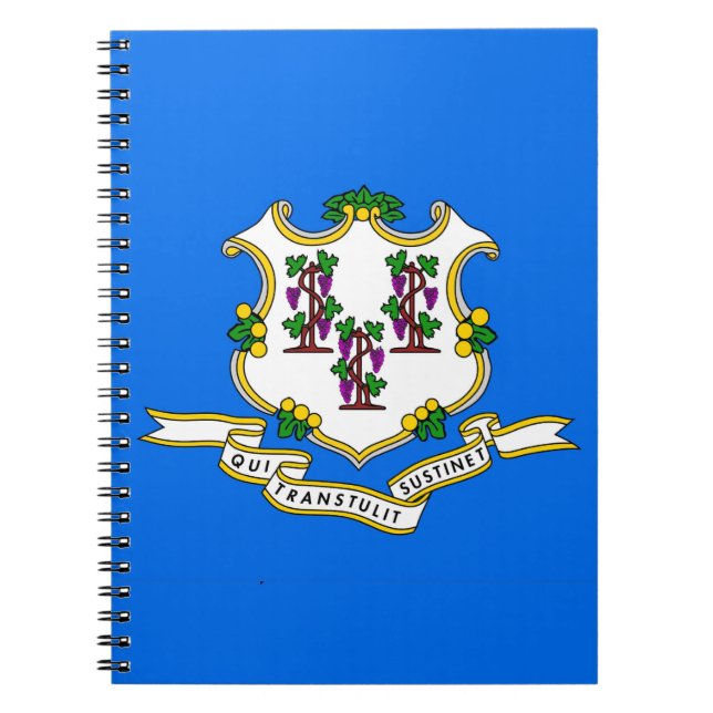 Caderno Espiral Notebook com bandeira do Estado de Connecticut (Frente)