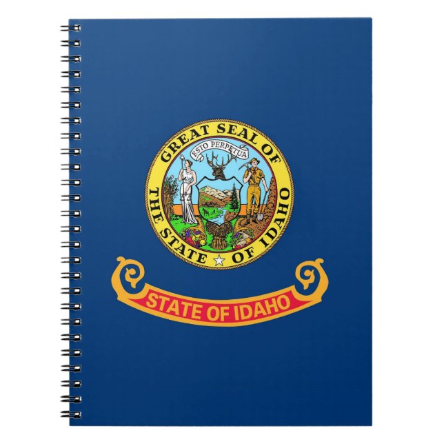 Caderno Espiral Notebook com bandeira do Estado de Idaho (Frente)