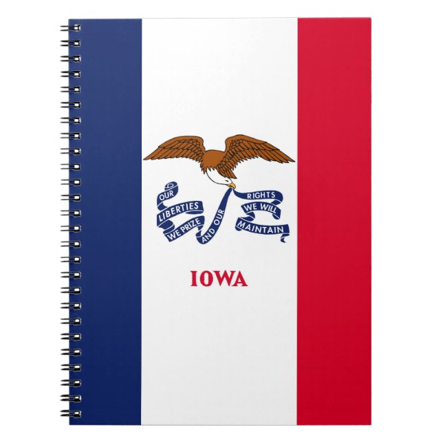 Caderno Espiral Notebook com bandeira do Estado de Iowa (Frente)