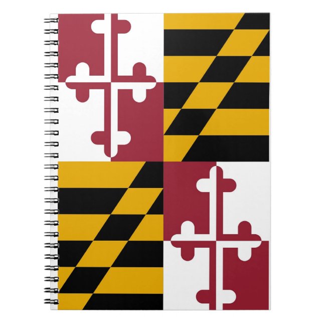 Caderno Espiral Notebook com bandeira do Estado de Maryland (Frente)