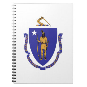 Caderno Espiral Notebook com bandeira do Estado de Massachusetts