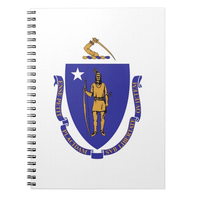 Caderno Espiral Notebook com bandeira do Estado de Massachusetts (Frente)