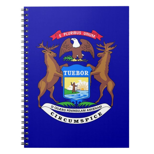 Caderno Espiral Notebook com bandeira do Estado de Michigan (Frente)