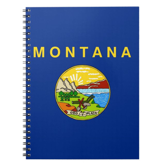 Caderno Espiral Notebook com bandeira do Estado de Montana (Frente)