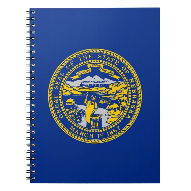 Caderno Espiral Notebook com bandeira do Estado de Nebraska (Frente)