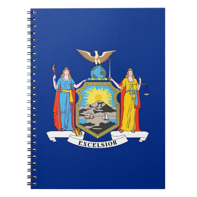 Caderno Espiral Notebook com bandeira do Estado de Nova Iorque (Frente)