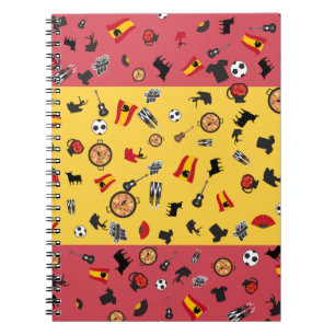 Caderno Espiral Notebook com bandeira espanhola