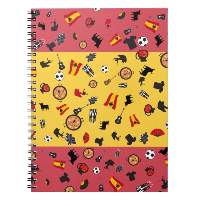 Caderno Espiral Notebook com bandeira espanhola (Frente)
