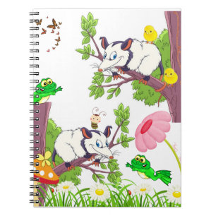 Caderno Espiral Notebook com borboleta de cogumelo do Sapo Possum