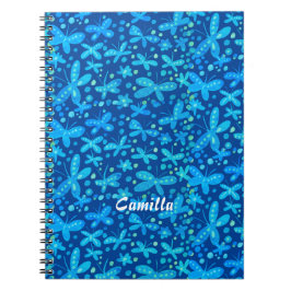 Caderno Espiral Notebook com borboletas azuis