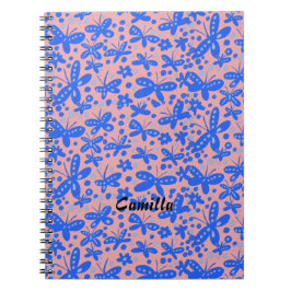 Caderno Espiral Notebook com borboletas azuis