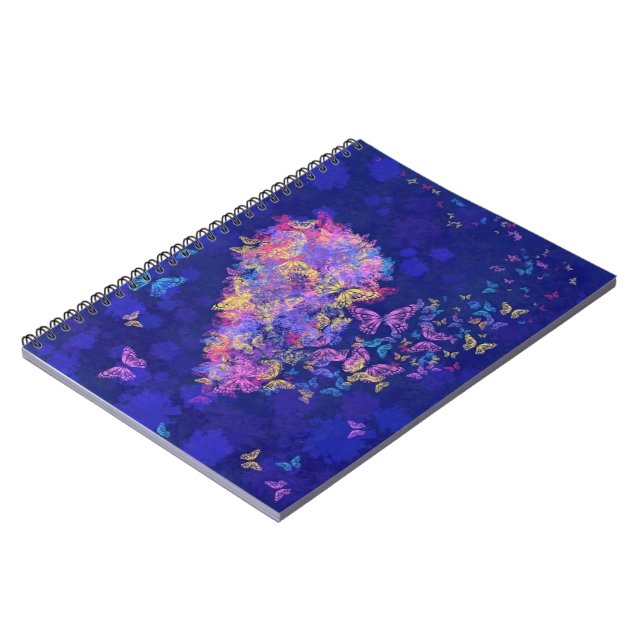 Caderno Espiral Notebook com borboletas cardíacas (Left Side)