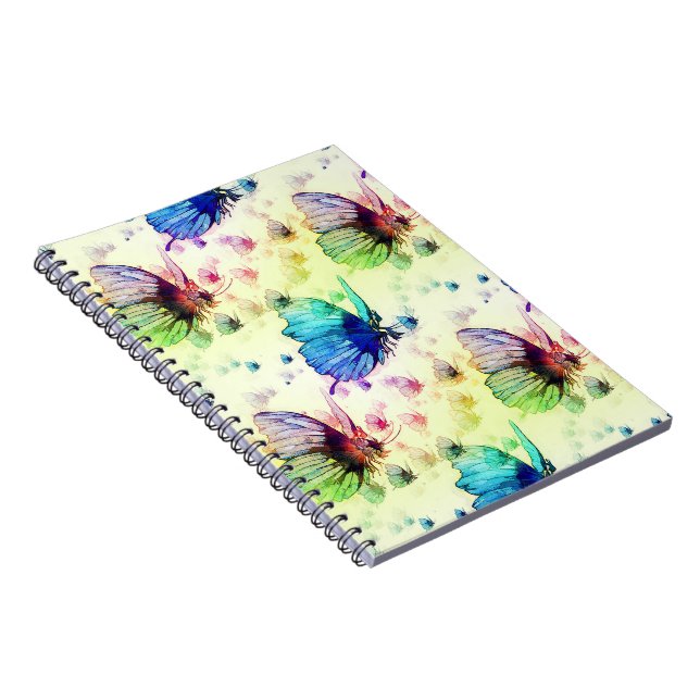 Caderno Espiral Notebook com borboletas de aquarela (Lado Direito)