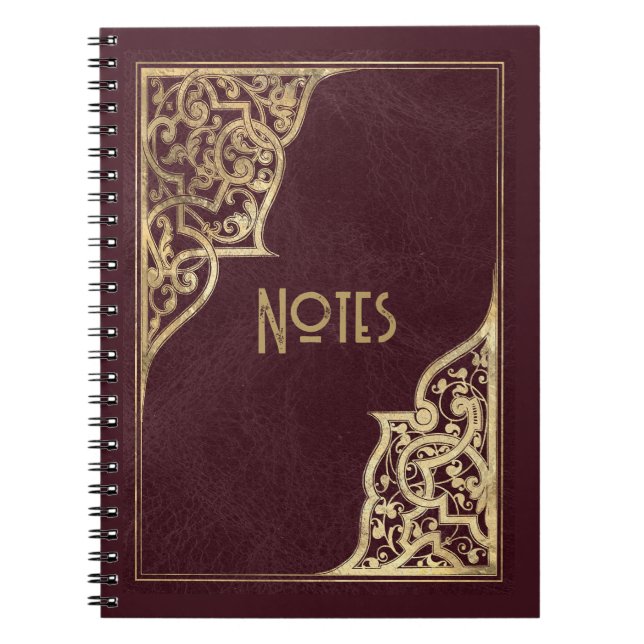 Caderno Espiral Notebook com borda Dourada e ornamentado (Frente)