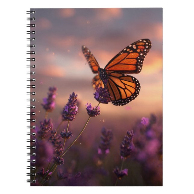 Caderno Espiral Notebook com brilho na Lavanda monarca (Frente)