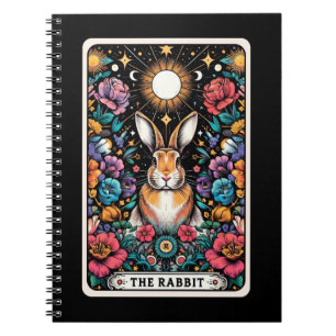 Caderno Espiral Notebook com cartão de tarô com espírito de coelho