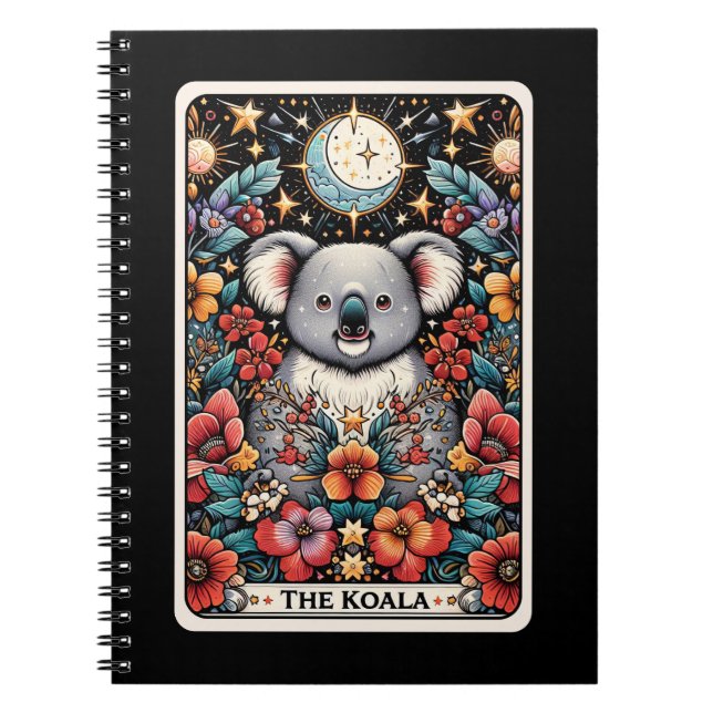 Caderno Espiral Notebook com cartão Koala Spirit Tarot (Frente)