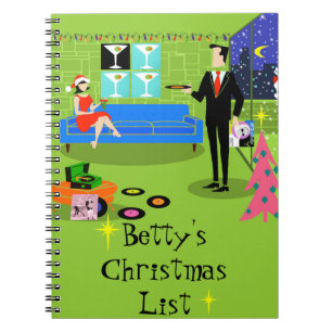 Caderno Espiral Notebook com Casal de Natal Urbano Retroativo
