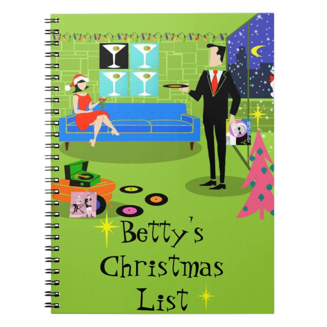 Caderno Espiral Notebook com Casal de Natal Urbano Retroativo (Frente)