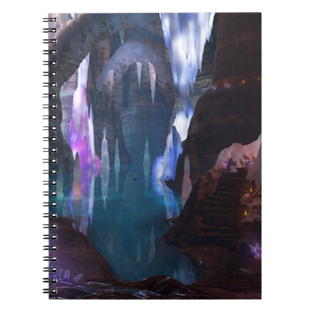 Caderno Espiral Notebook com cavernas brilhantes (Frente)