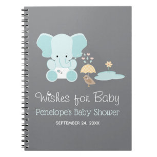 Caderno Espiral Notebook com Chá de fraldas de elefante azul