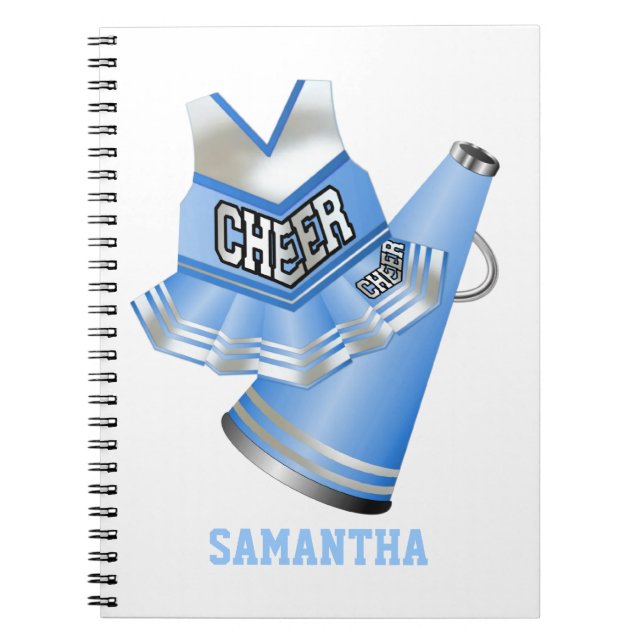 Caderno Espiral Notebook com Cheerleader azul e branco (Frente)