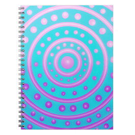 Caderno Espiral Notebook com círculos brilhantes cor-de-rosa e rox