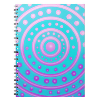 Caderno Espiral Notebook com círculos brilhantes cor-de-rosa e rox