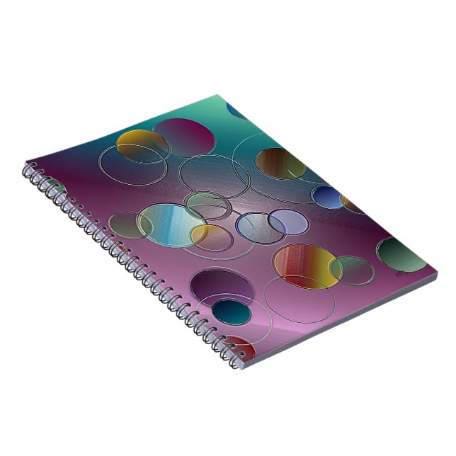 Caderno Espiral Notebook com círculos flutuantes 3D (Lado Direito)