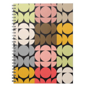 Caderno Espiral Notebook com círculos modernos do século de Médio 