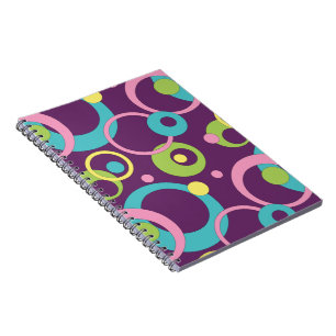 Caderno Espiral Notebook com círculos roxos e engraçados.