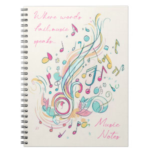 Caderno Espiral Notebook com citação musical, presente para compos