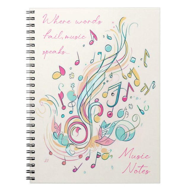 Caderno Espiral Notebook com citação musical, presente para compos (Frente)