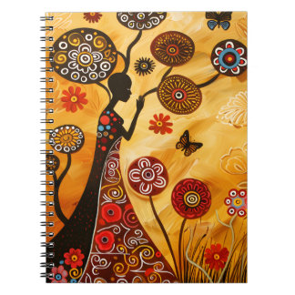 Caderno Espiral Notebook com Cobrir de Arte Africano