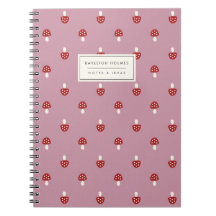 Notebook com Cogumelos Pequenos (Rosa)