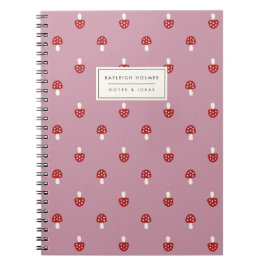 Caderno Espiral Notebook com Cogumelos Pequenos (Rosa)