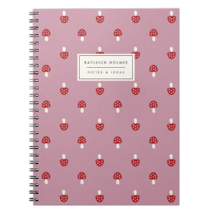 Caderno Espiral Notebook com Cogumelos Pequenos (Rosa)